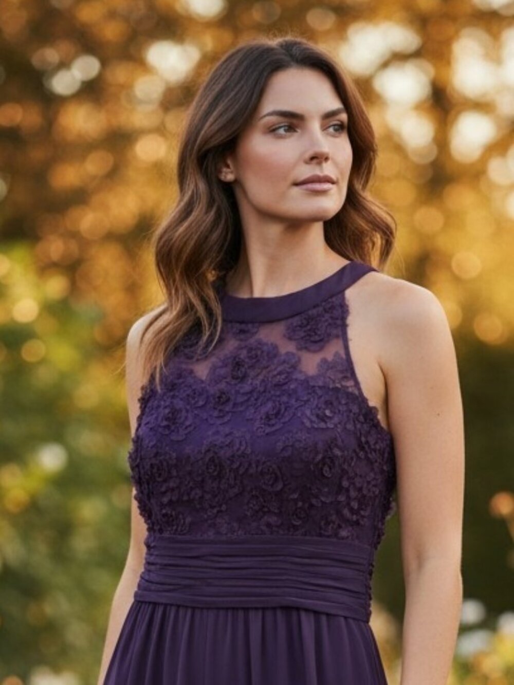 Scarlett Eggplant Lace Evening Gown – Size 12 (NWT)